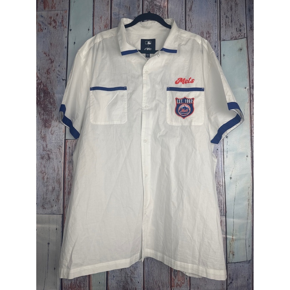 MLB Darius Rucker New York Mets 3XL Button Up Camp Shirt White Embroidered Men's